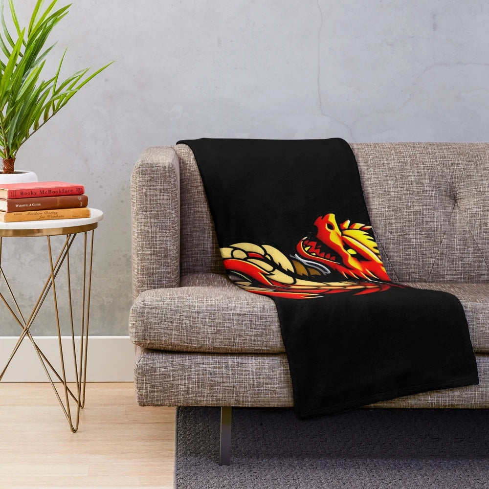 Cozy dragon-themed plush blanket with anime-style illustration of legendary creature