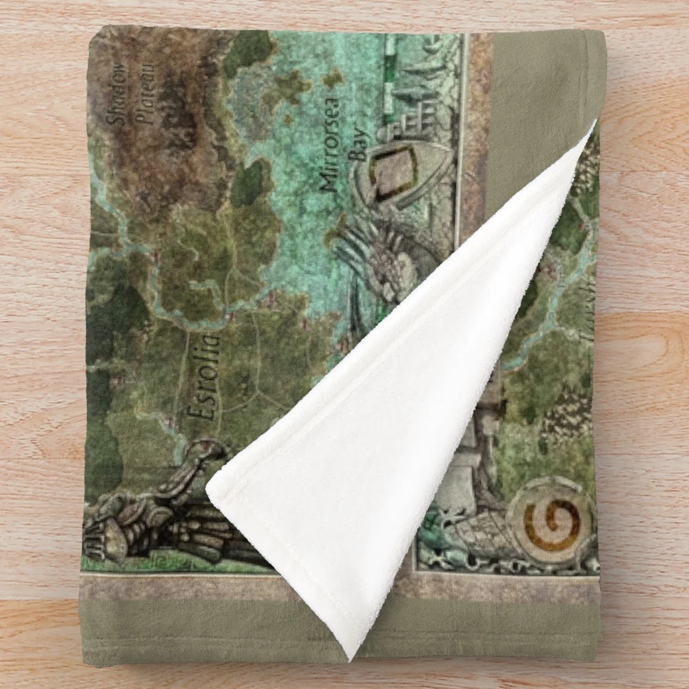 Plush blanket featuring a dragon design inspired by the Glorantha fantasy setting
