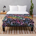 Plush dragon fire rainbow blanket with watercolor and seamless design