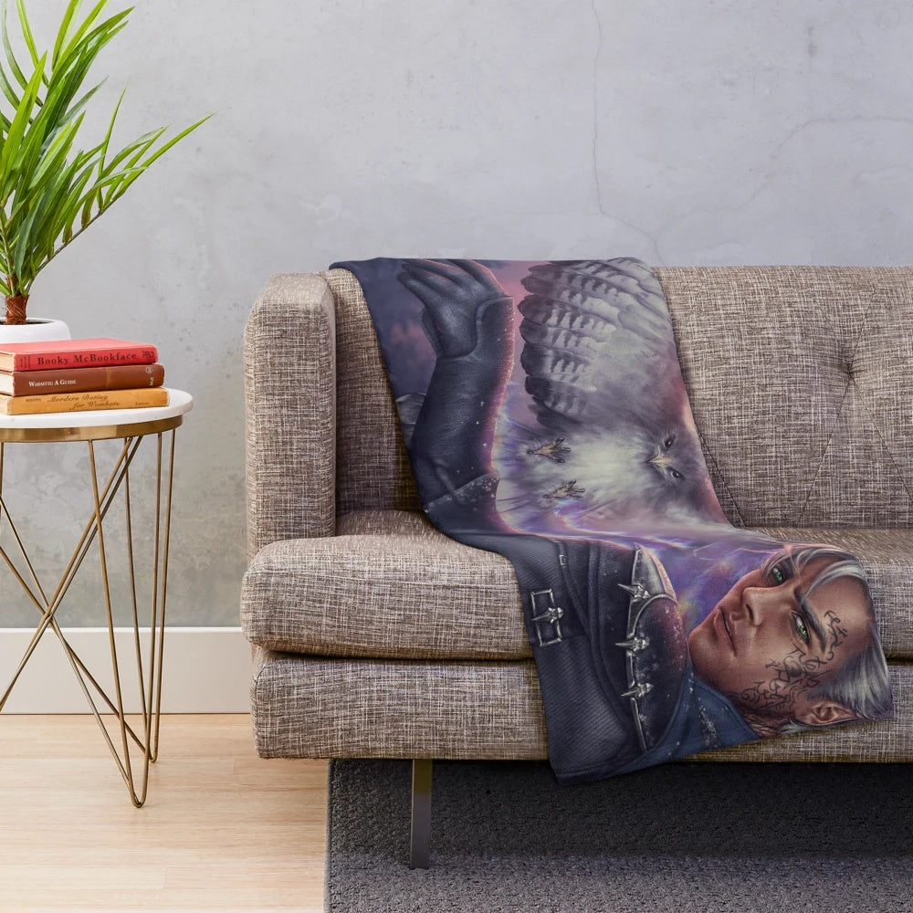 Hawk-inspired fantasy plush blanket