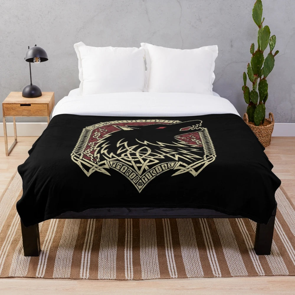 Fenrir Plush Blanket - Norse Mythology Inspired Wolf Decor