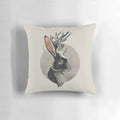 A cozy and unique jackalope-themed decorative throw pillow for your home.