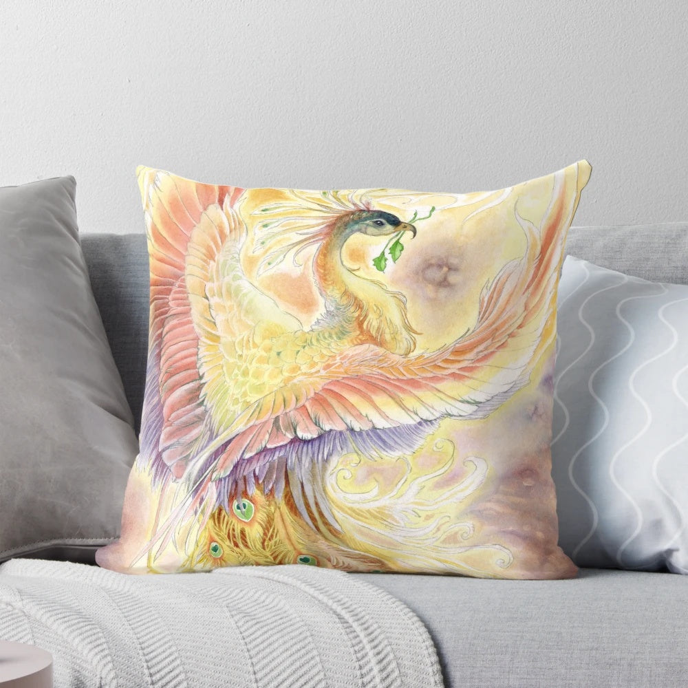 Shadowscapes phoenix rising pillow with mythological bird design