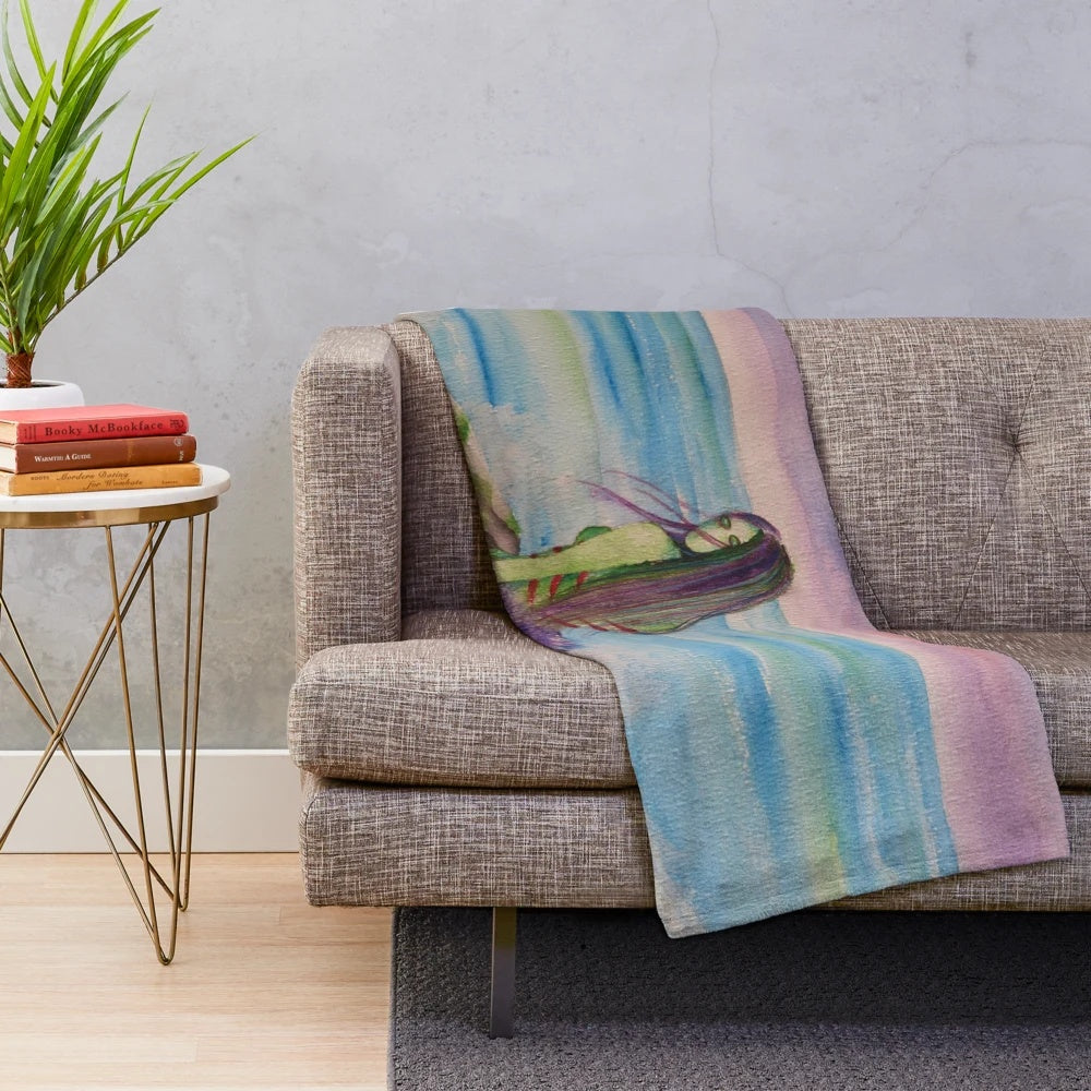 Siren sunset plush blanket featuring a mythical creature design