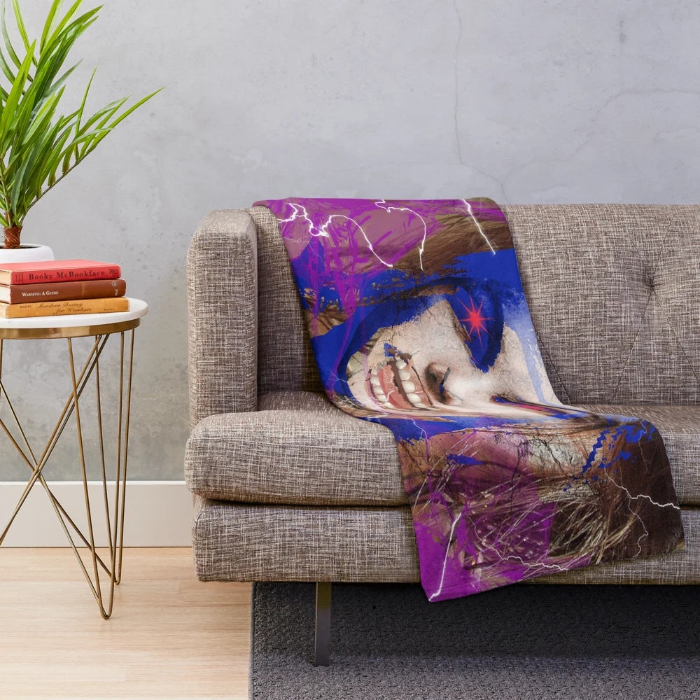 Colorful plush blanket featuring a viking berserker design