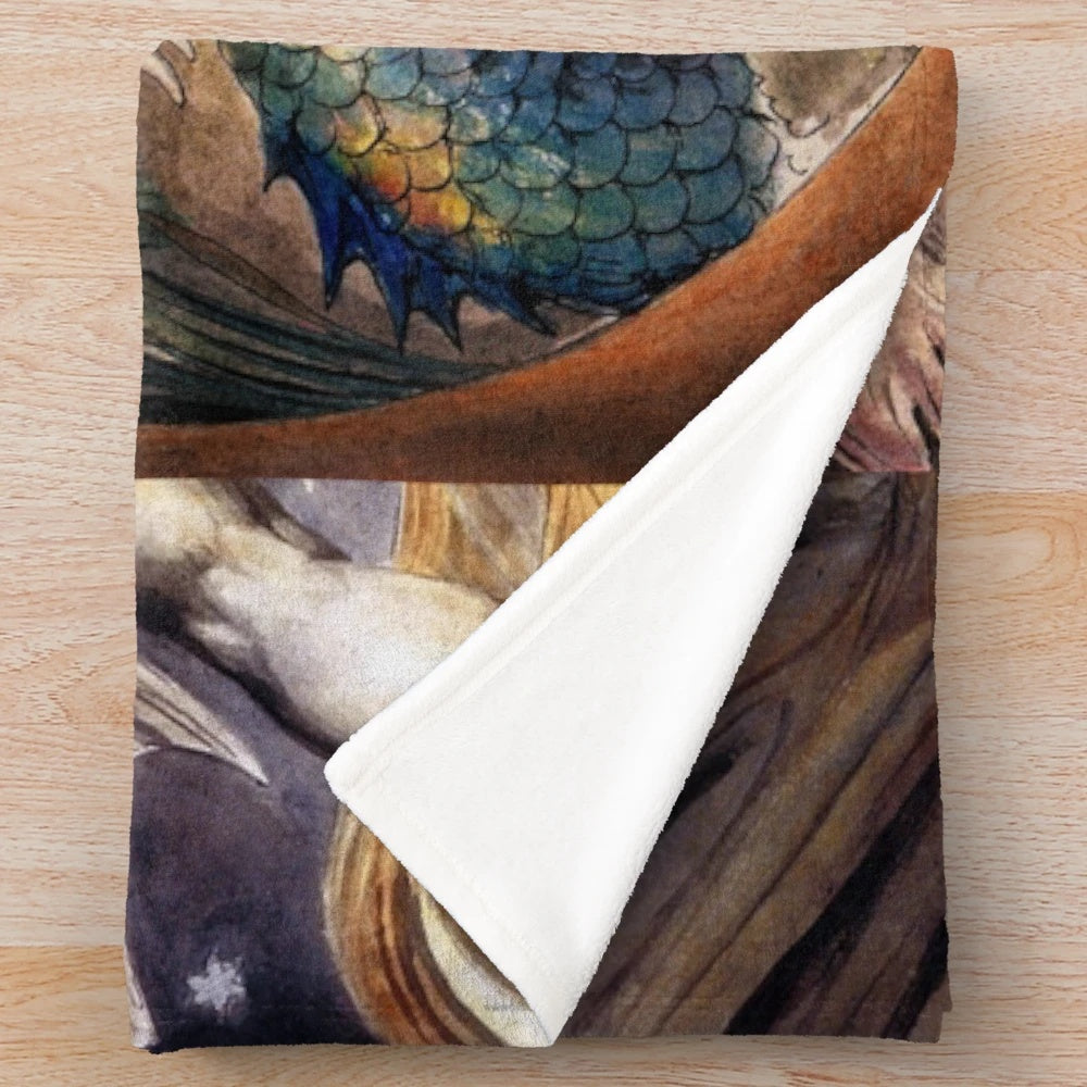 Plush blanket featuring mythological creatures Behemoth and Leviathan
