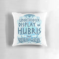 Pillow featuring a design inspired by Norse mythology and the concept of hubris