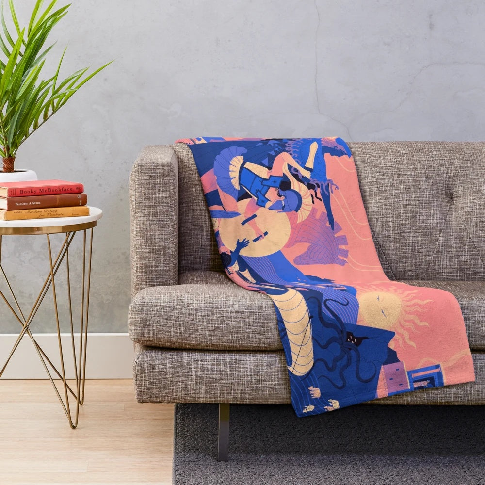 Plush blanket with ancient Greek mythological design