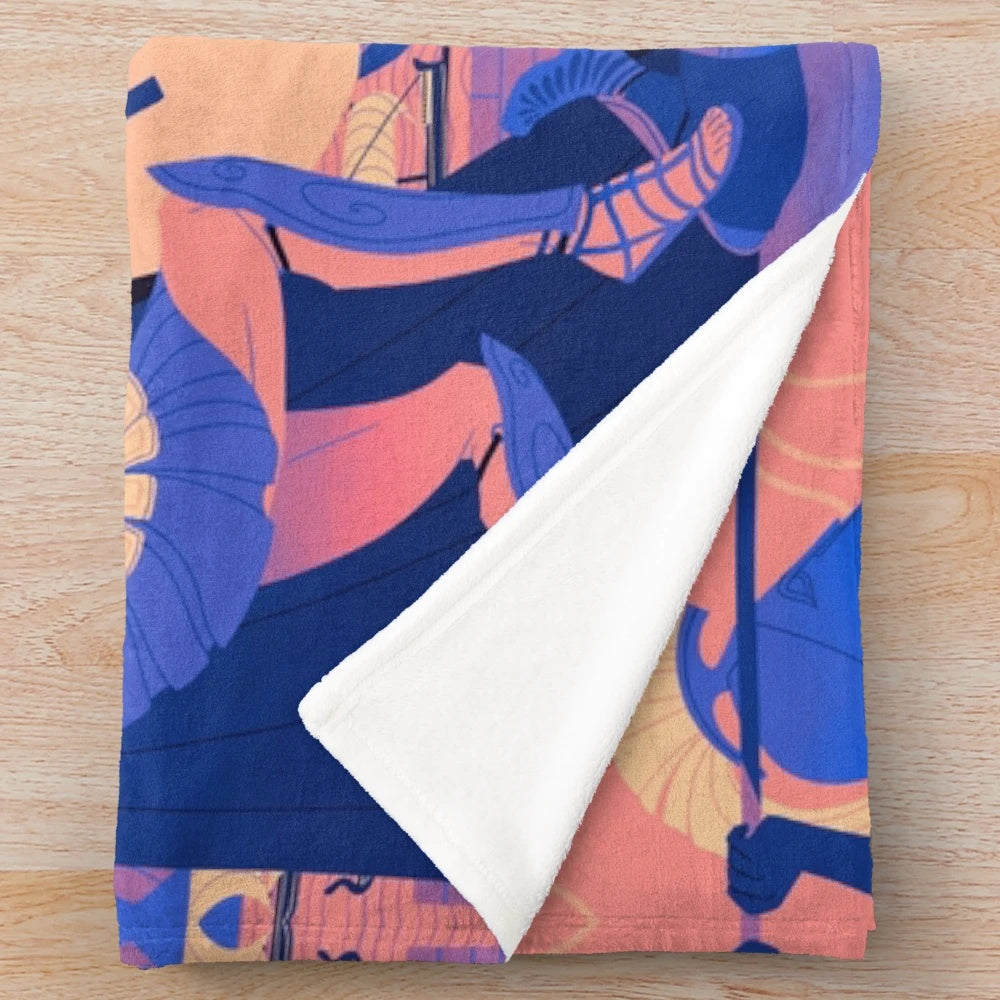 Plush blanket with ancient Greek mythological design