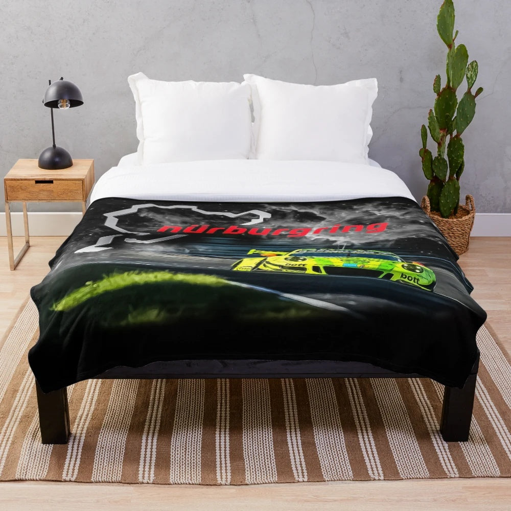 Nürburgring-themed plush blanket featuring the iconic racing circuit design