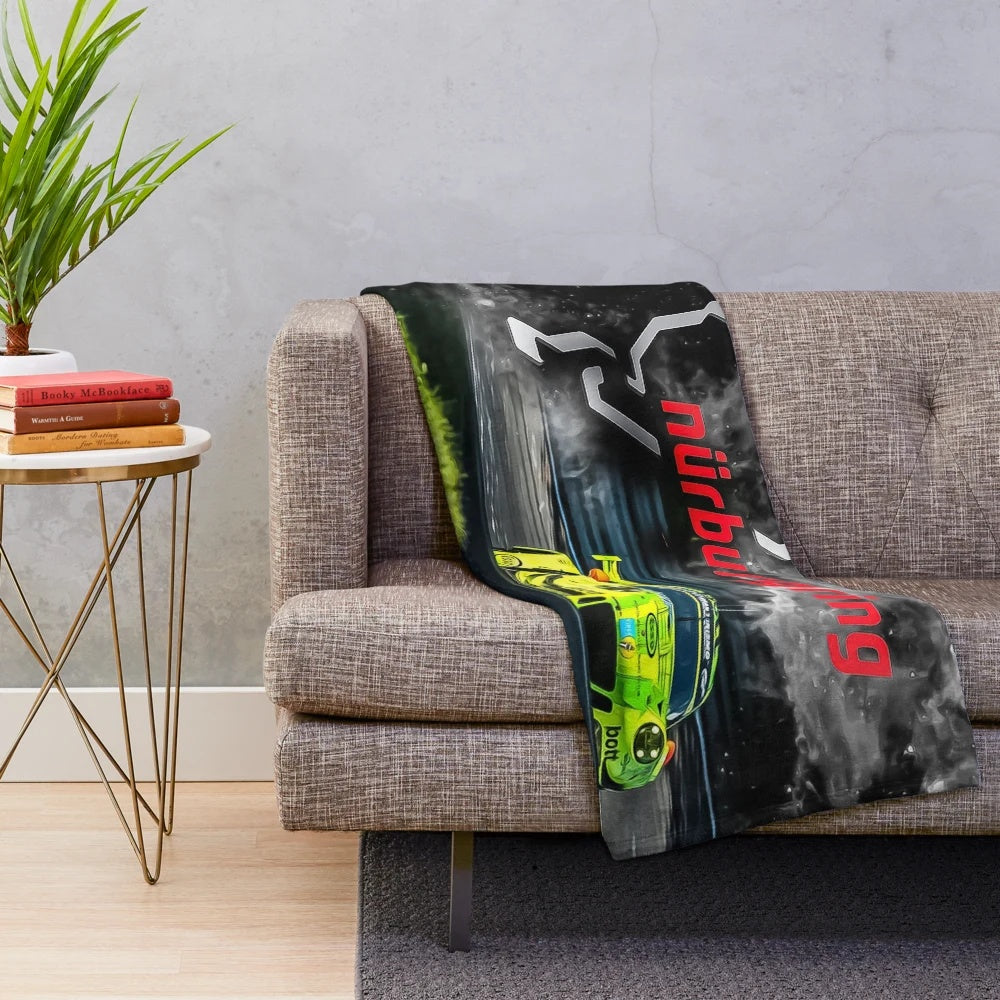Nürburgring-themed plush blanket featuring the iconic racing circuit design