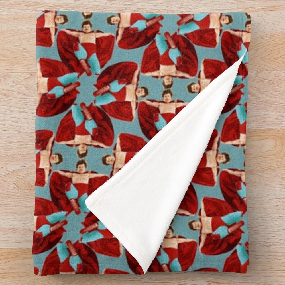 Nacho Libre inspired plush blanket with Jack Black's eagle powers design