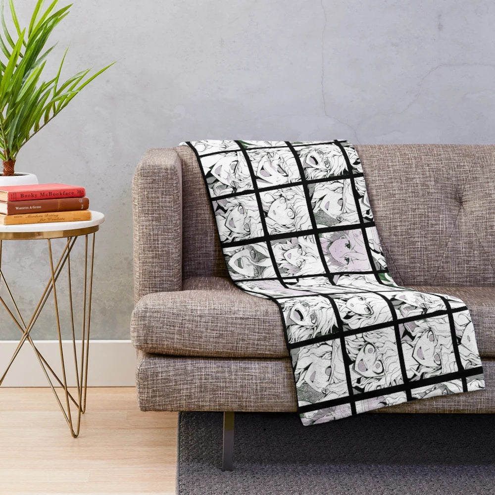 Nagito Komaeda inspired plush blanket with colored manga art from Danganronpa 2