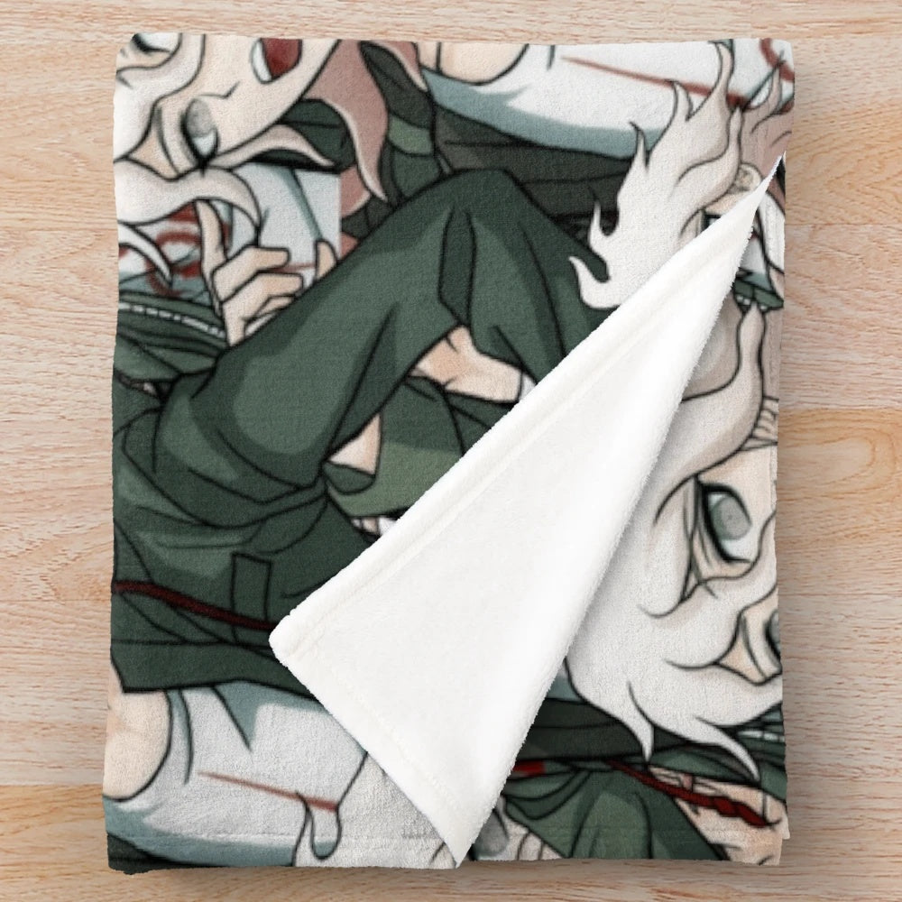 Nagito Komaeda themed plush blanket for Danganronpa fans
