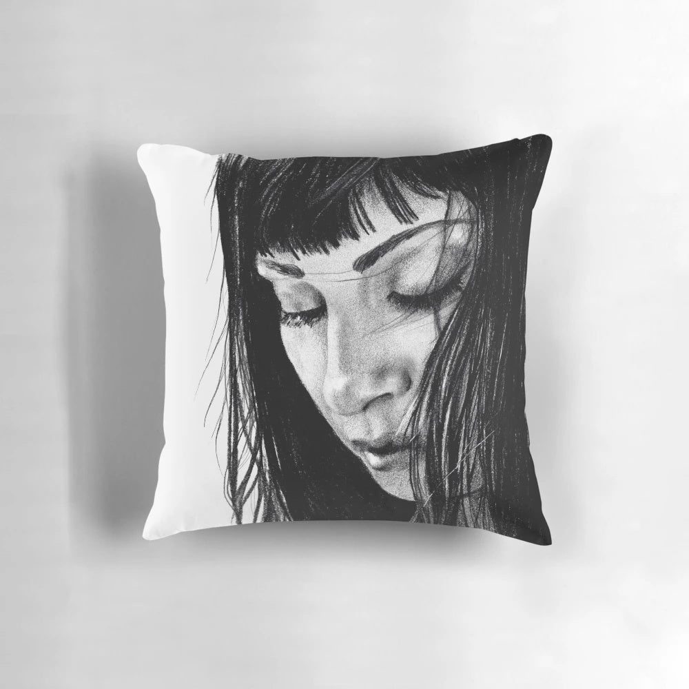 A black and white portrait illustration of Najwa Nimri, the Spanish actress known for her roles in Vis a Vis and La Casa de Papel.
