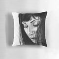 A black and white portrait illustration of Najwa Nimri, the Spanish actress known for her roles in Vis a Vis and La Casa de Papel.