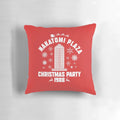 Nakatomi Plaza Die Hard Christmas Pillow with characters and holiday elements