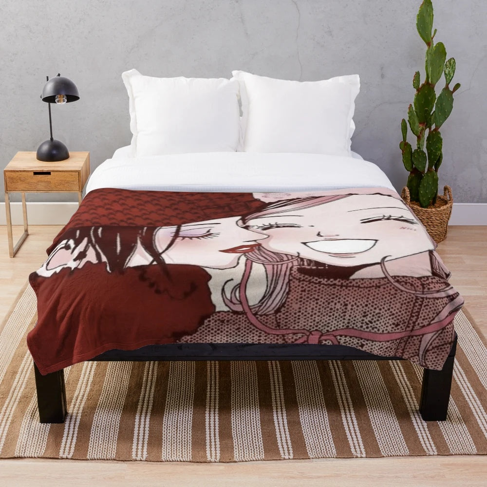 Nana anime-inspired plush blanket featuring vintage-style design