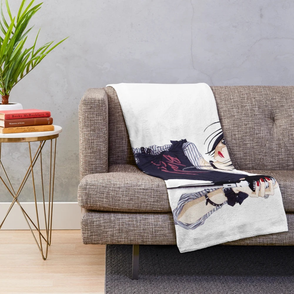Nana inspired black stones plush blanket