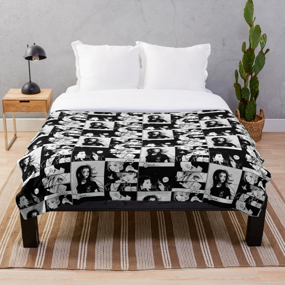 Nana inspired plush blanket featuring characters from the beloved manga series by Ai Yazawa