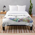 Nantucket plush blanket featuring a map of Massachusetts with town names