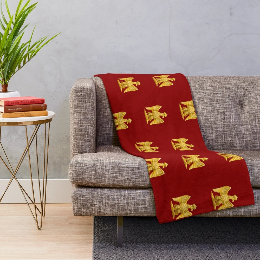 Napoleonic Imperial Eagle Red Plush Blanket