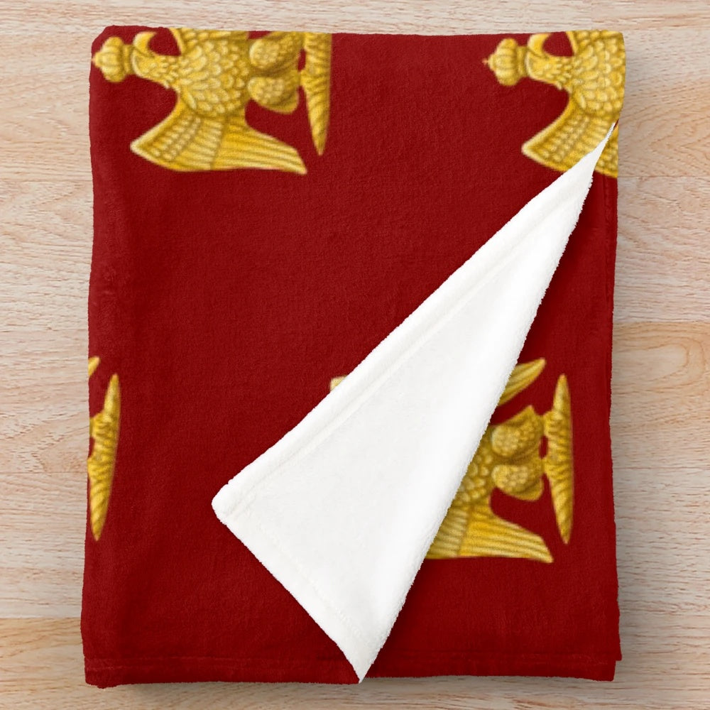 Napoleonic Imperial Eagle Red Plush Blanket