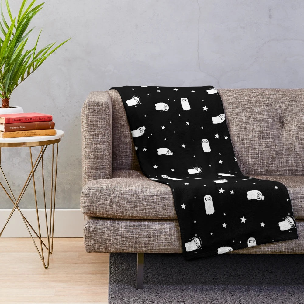Napstablook pattern plush blanket featuring a ghostly design for Undertale enthusiasts