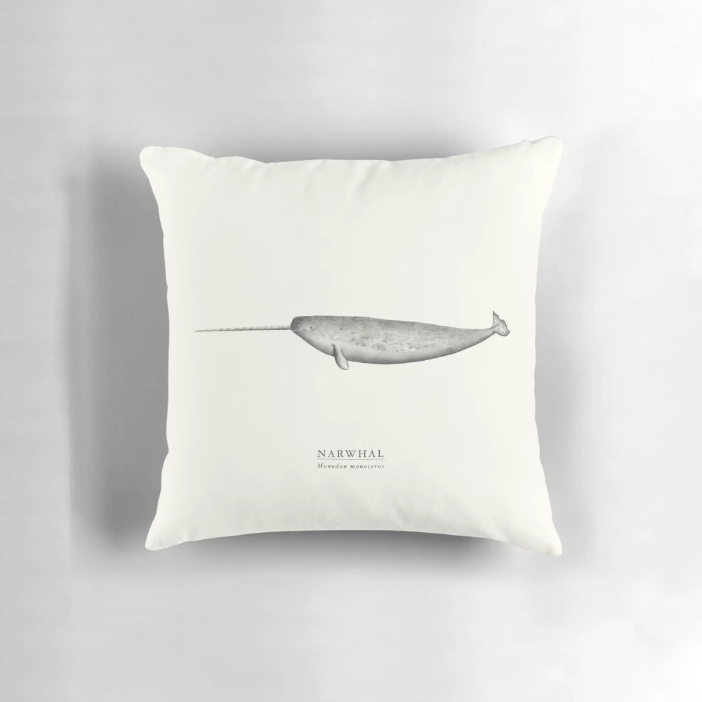 Soft and plush narwhal pillow, a unique marine life decoration for your home
