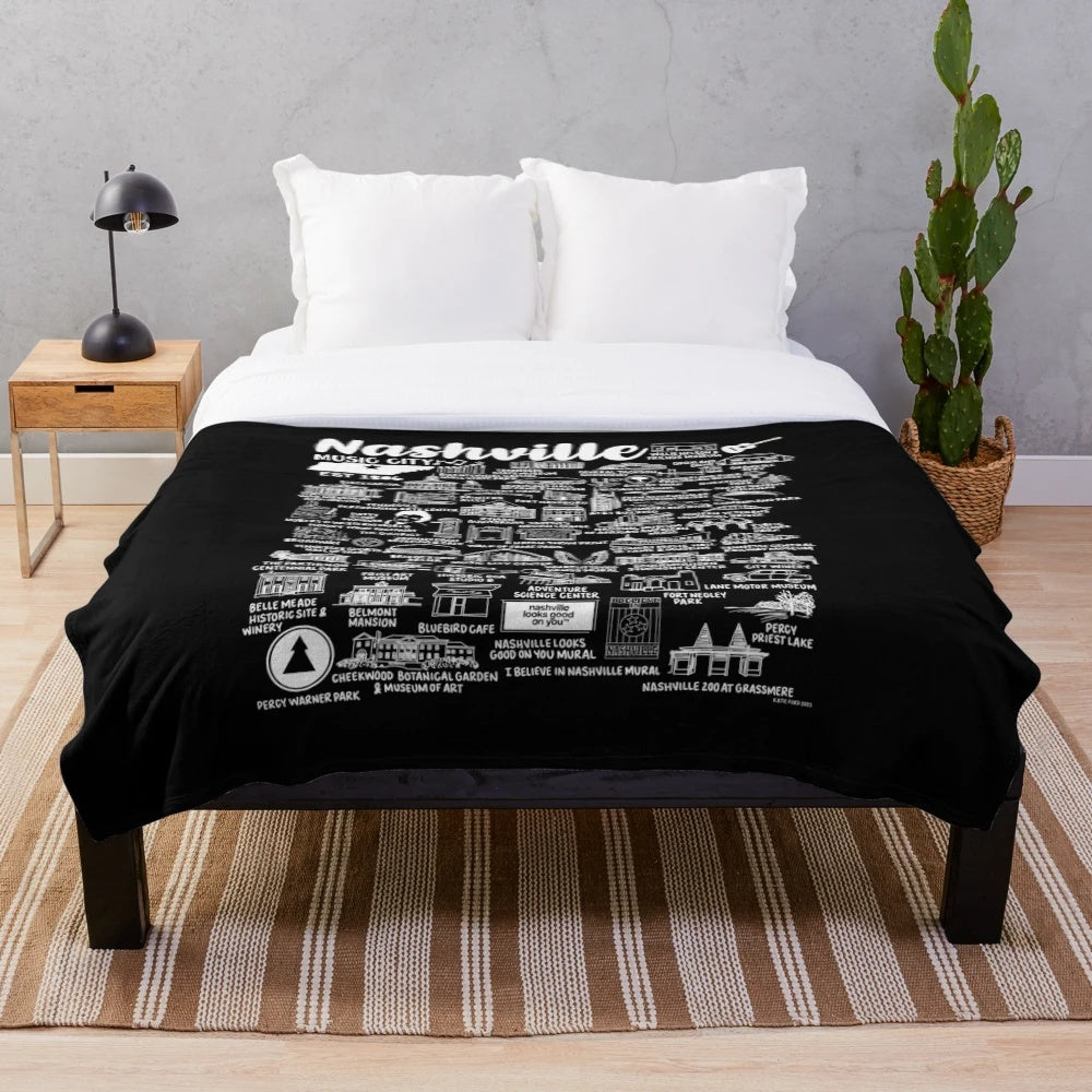 Nashville Plush Blanket featuring Music City Skyline