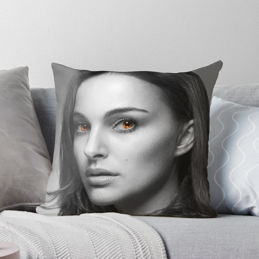 Natalie Portman as Queen Amidala on a plush decorative pillow