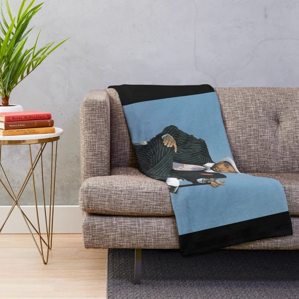 Nate Dogg-inspired plush blanket featuring g-funk and 90s rap designs