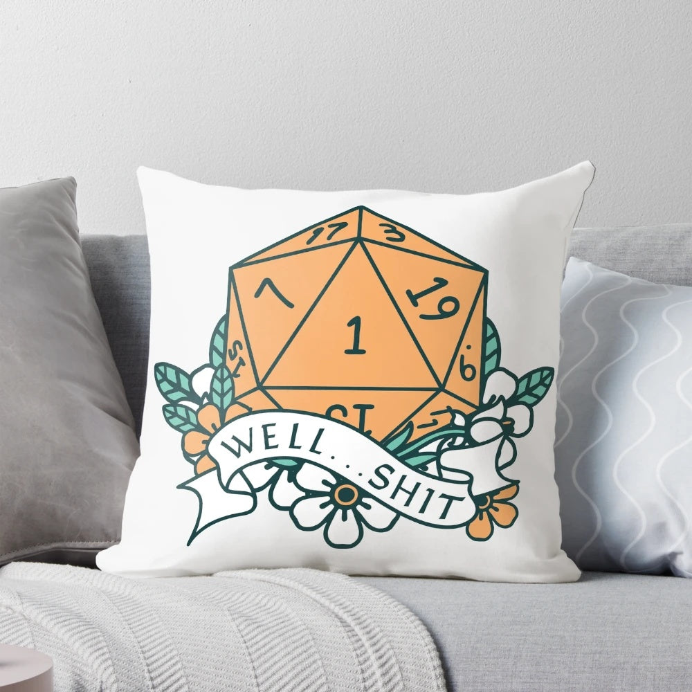 Natural D20 dice pillow with a soft, plush design for Dungeons & Dragons fans