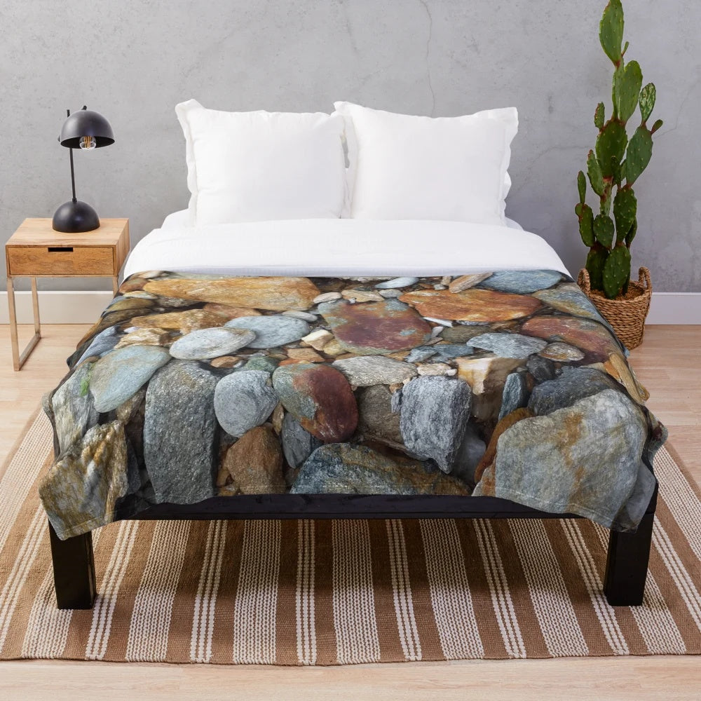 Natural River Stones and Mineral Rocks Plush Blanket