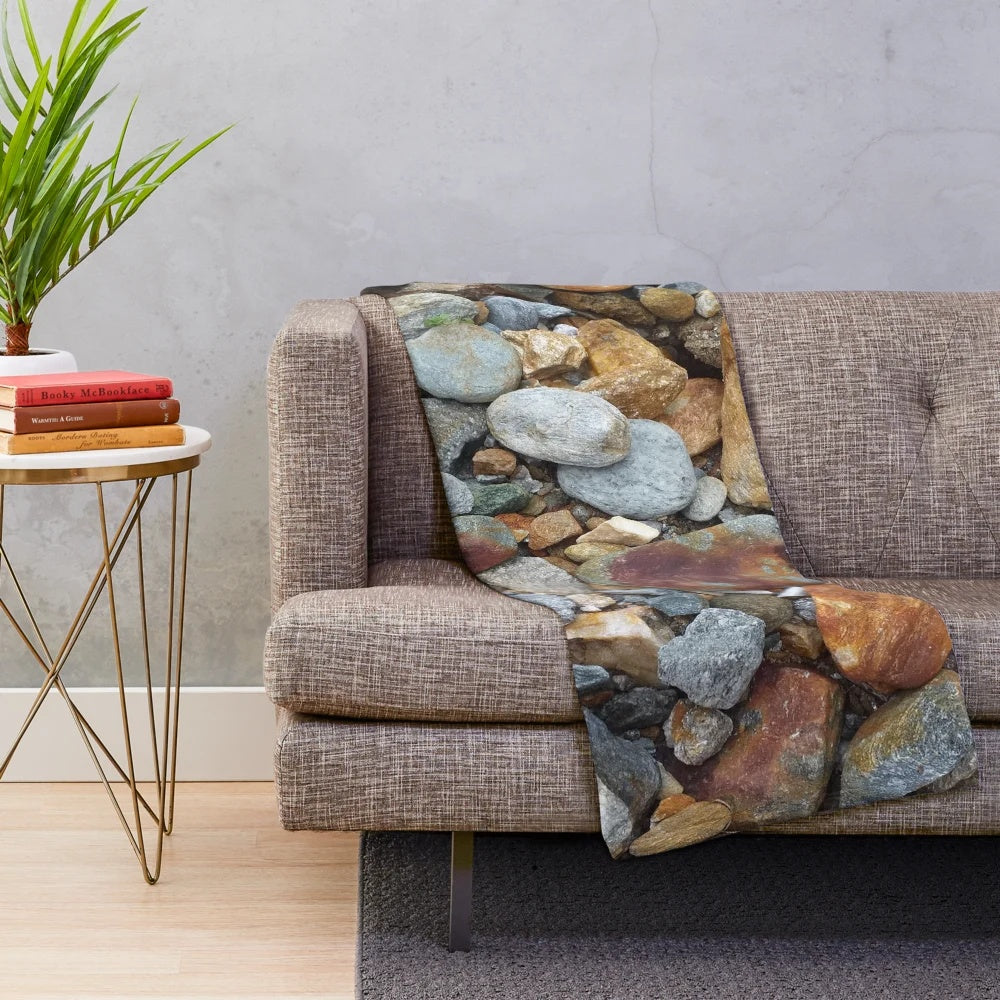 Natural River Stones and Mineral Rocks Plush Blanket
