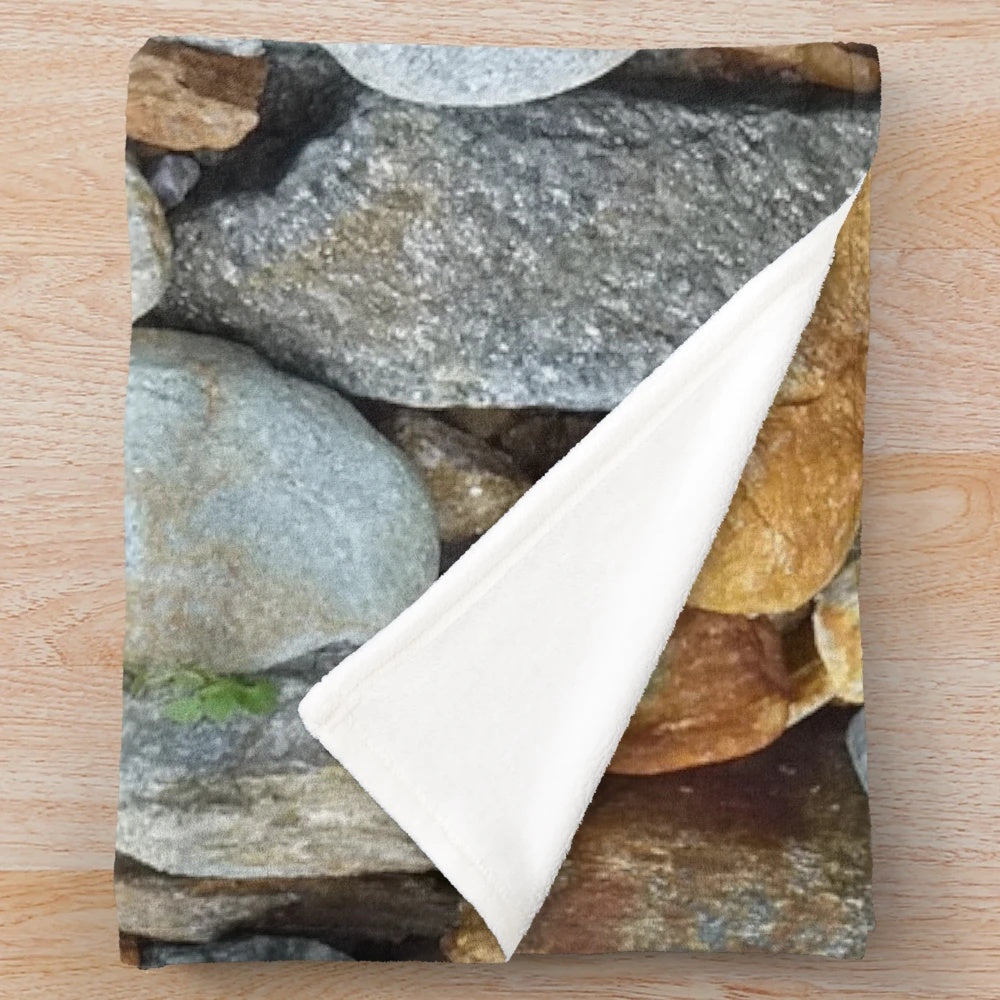 Natural River Stones and Mineral Rocks Plush Blanket