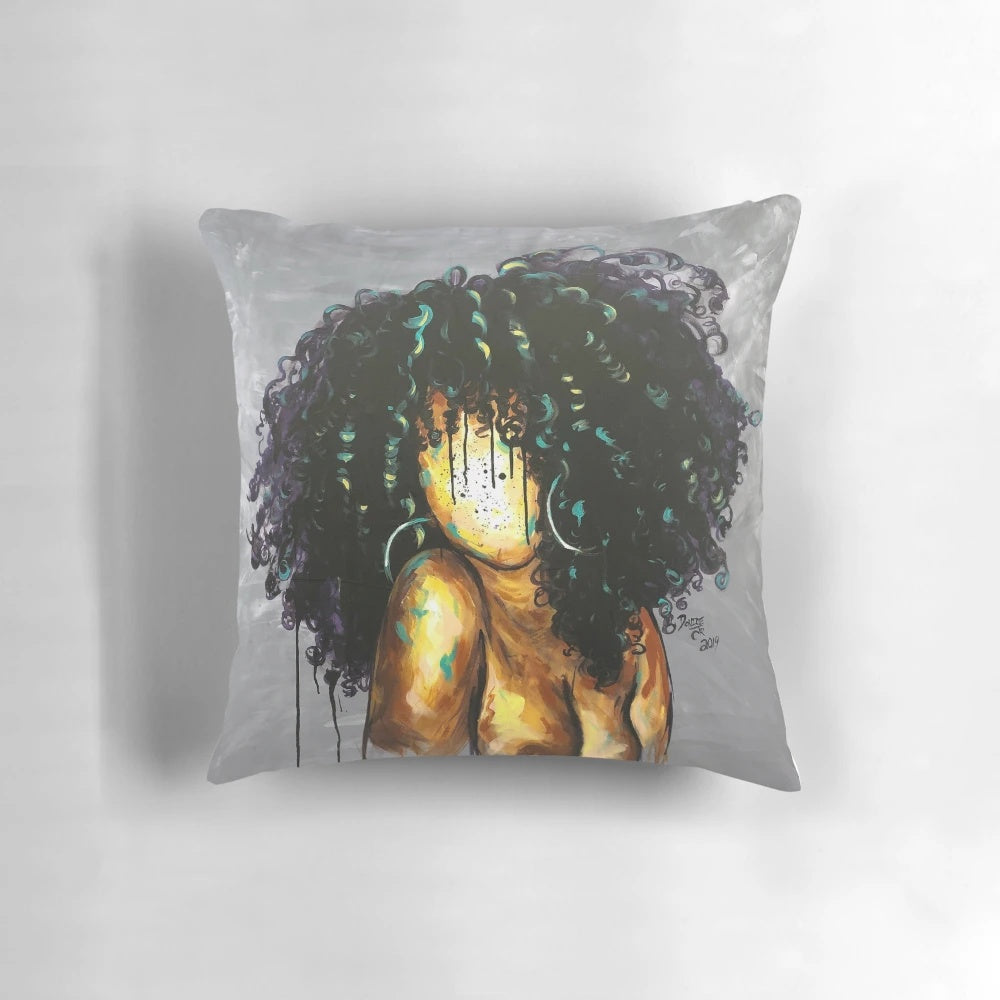 Naturally Inspired LXVIII Decorative Pillow, featuring a beautiful black art portrait design