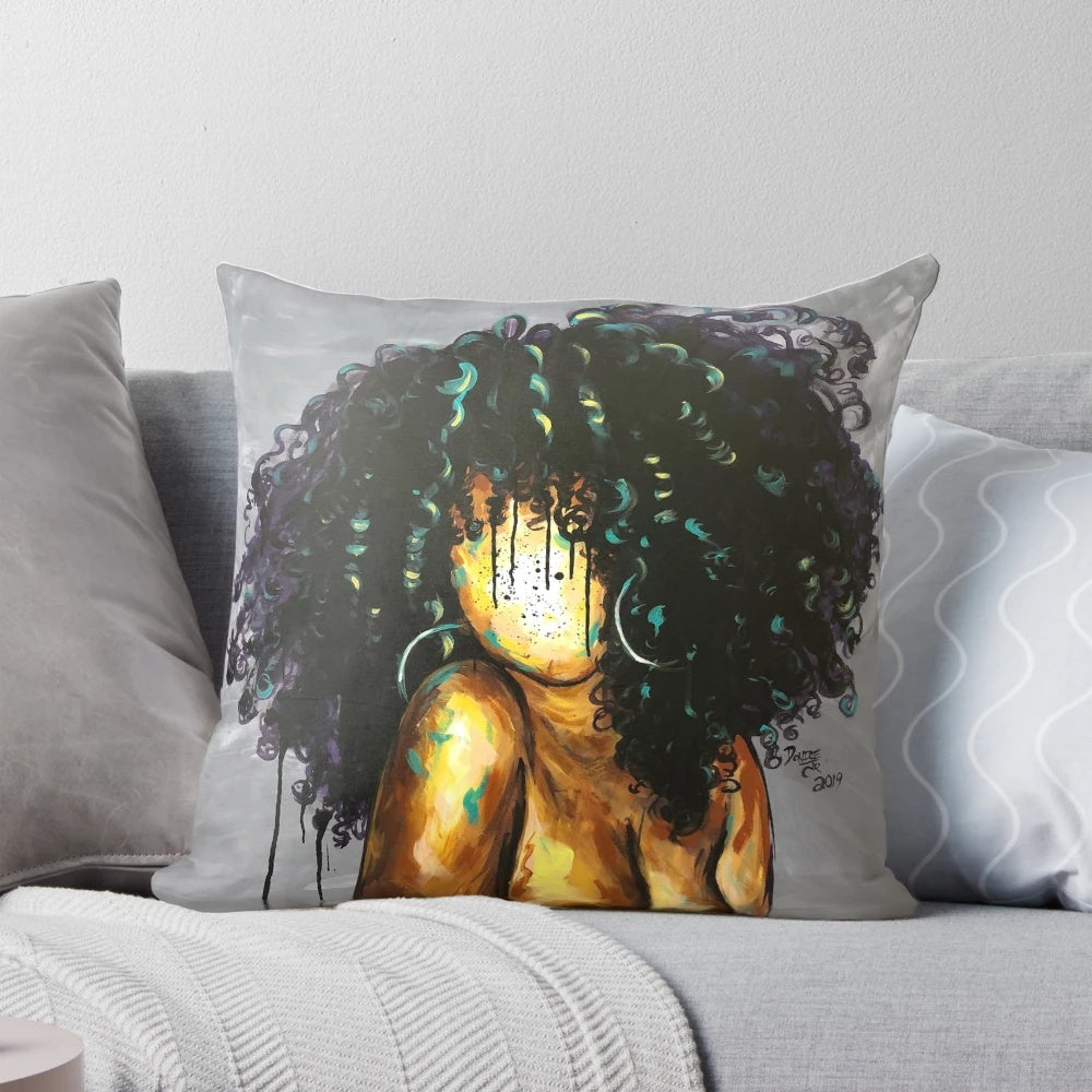 Naturally Inspired LXVIII Decorative Pillow, featuring a beautiful black art portrait design