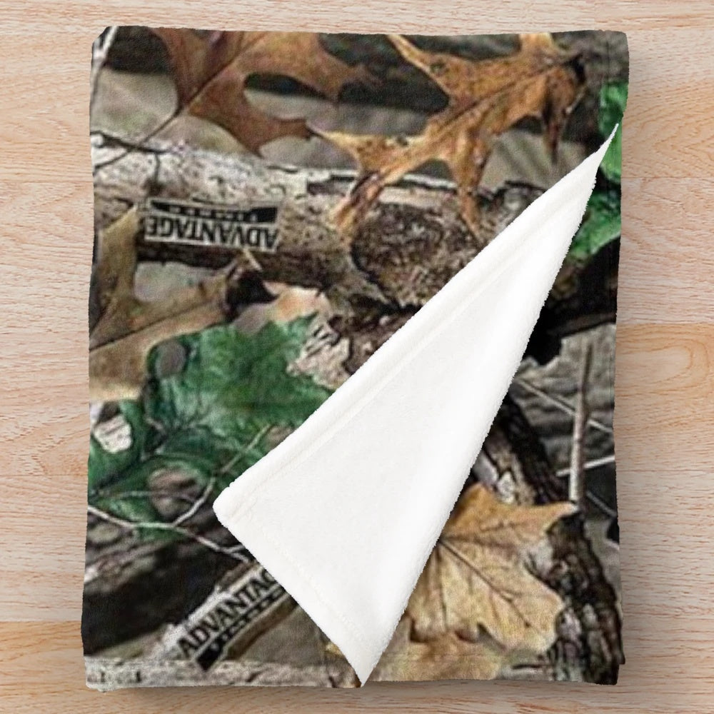 Realistic camo pattern plush blanket with nature-inspired design