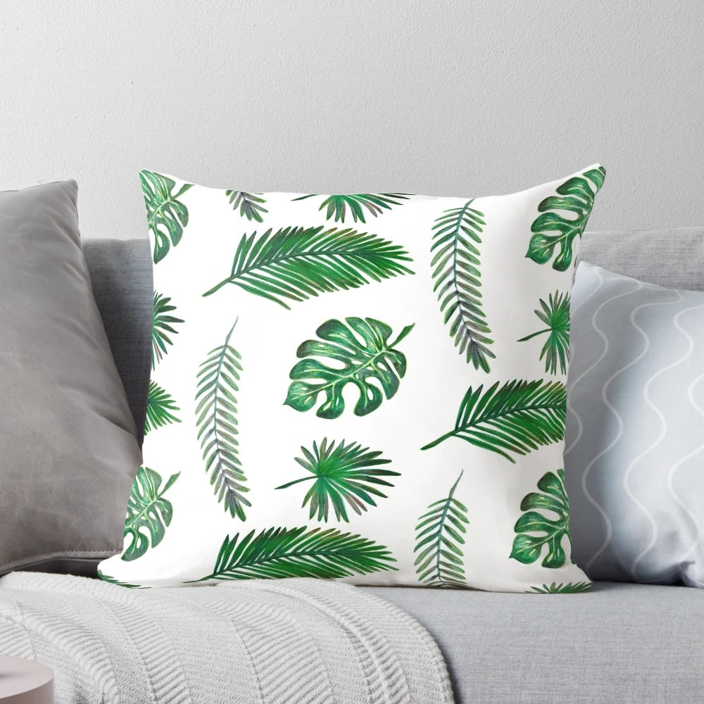 A beautiful and decorative leaf-patterned pillow for nature-inspired home decor