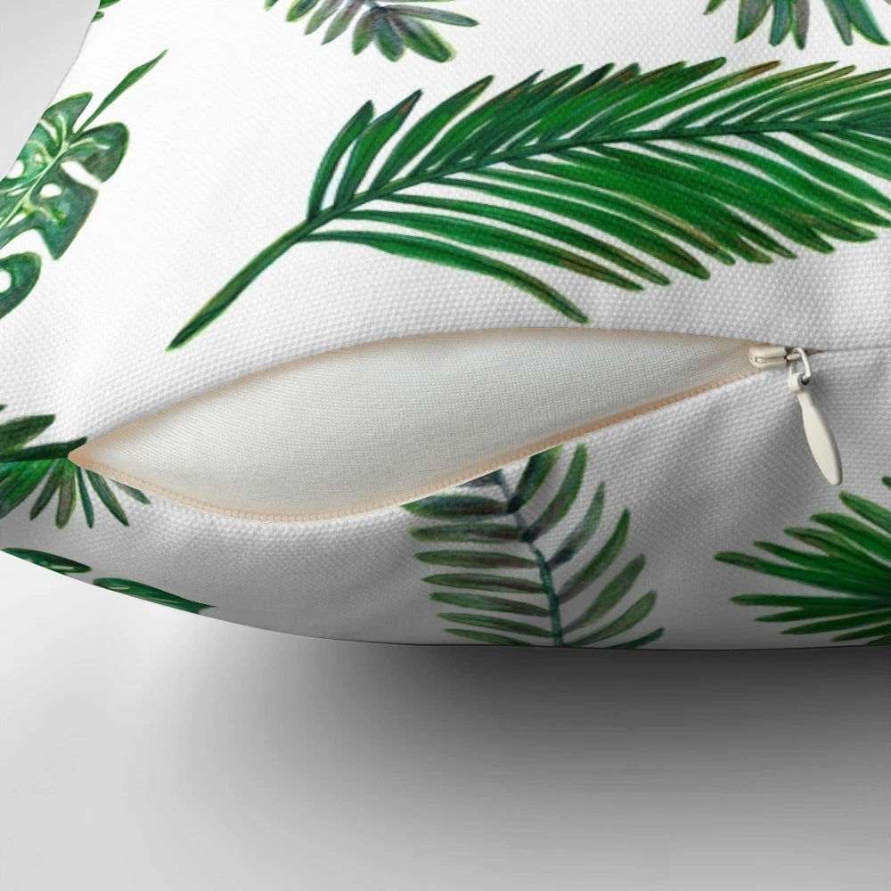 A beautiful and decorative leaf-patterned pillow for nature-inspired home decor