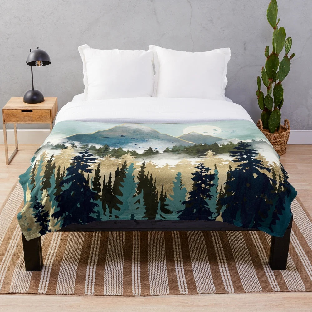 Misty Pines Plush Blanket with nature-inspired design