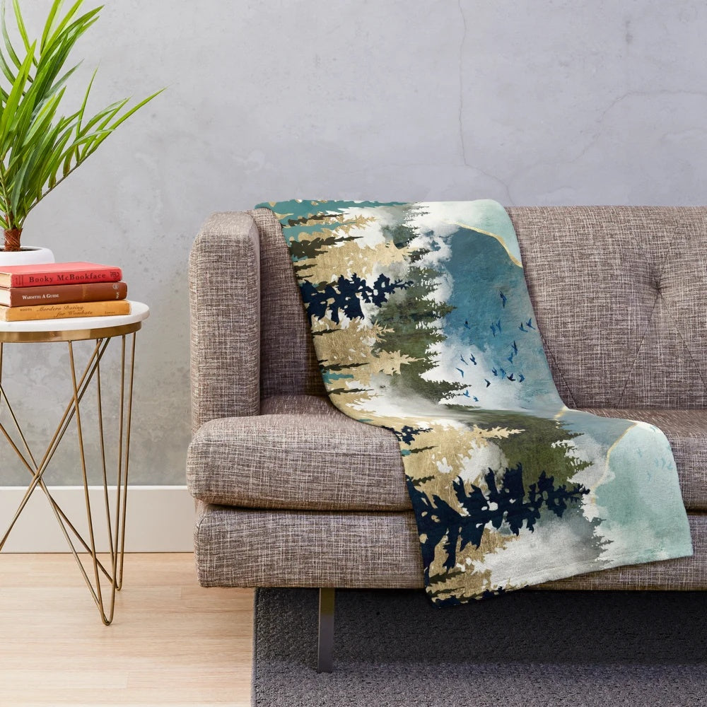 Misty Pines Plush Blanket with nature-inspired design