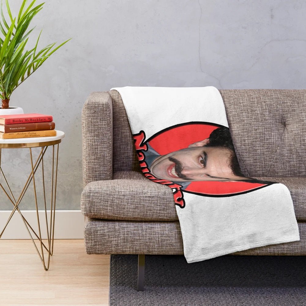 Borat-inspired plush blanket with a naughty design