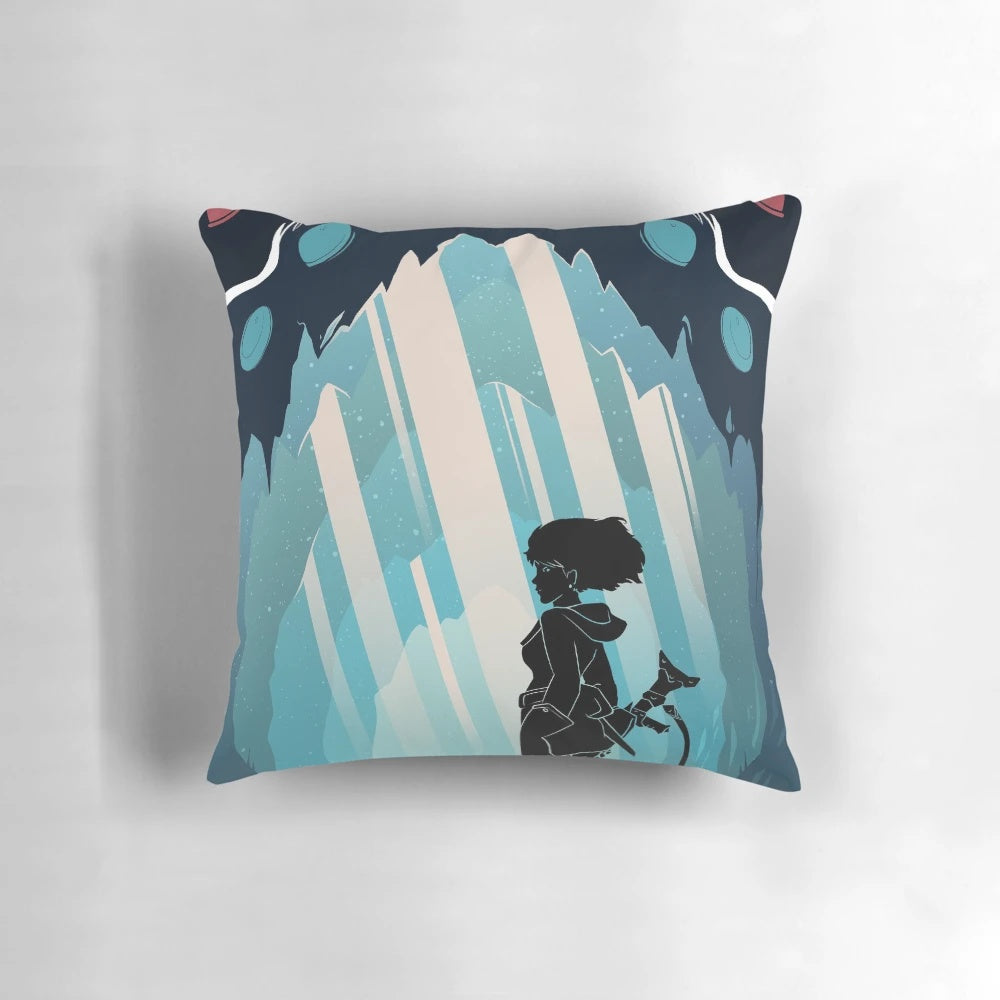 Ohmu silhouette against a glowing sea, inspired by the Studio Ghibli film Nausicaä of the Valley of the Wind.