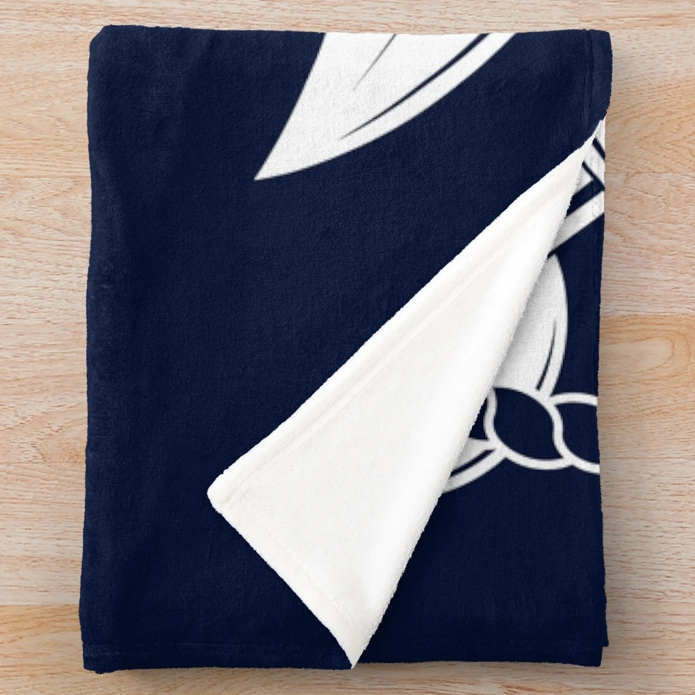 Anchor Nautical White and Navy Plush Blanket