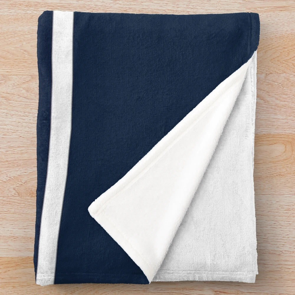 Nautical blue anchor plush blanket with blue and white striped pattern