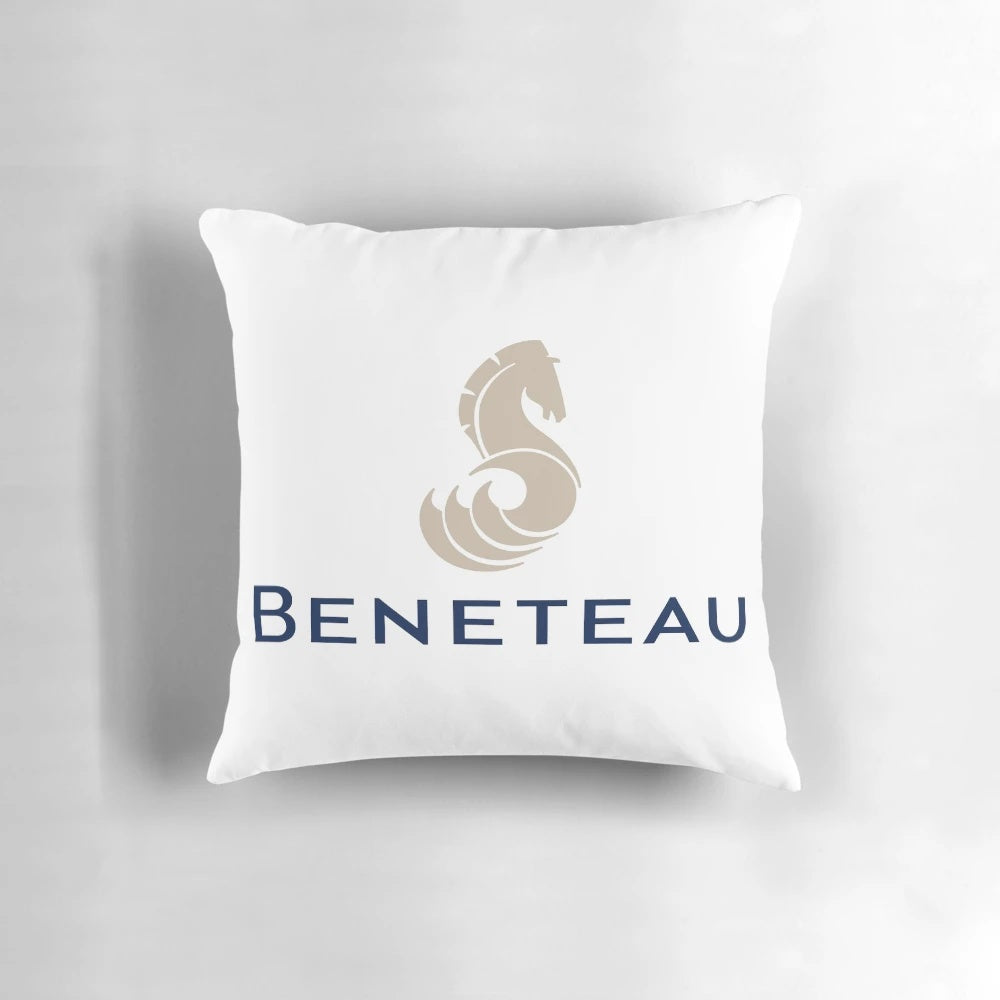 Pillow featuring the Beneteau yacht logo, great for fishing and boating enthusiasts