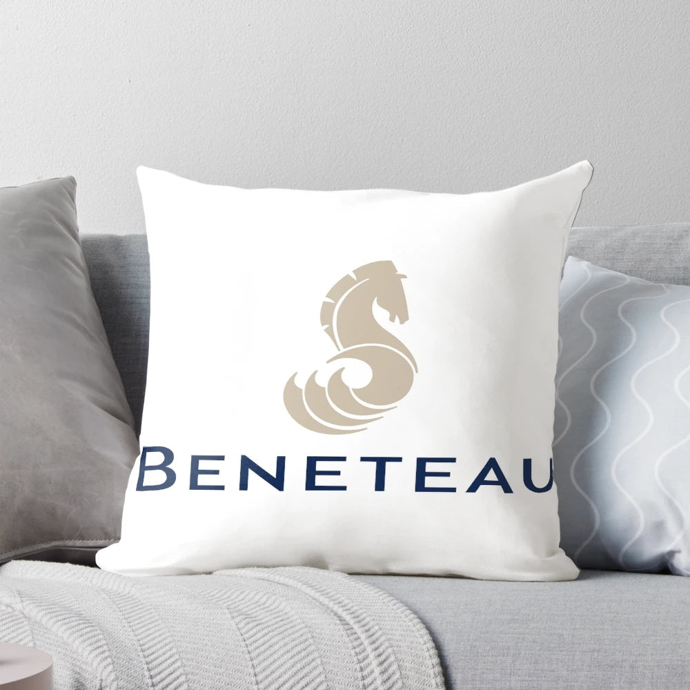 Pillow featuring the Beneteau yacht logo, great for fishing and boating enthusiasts