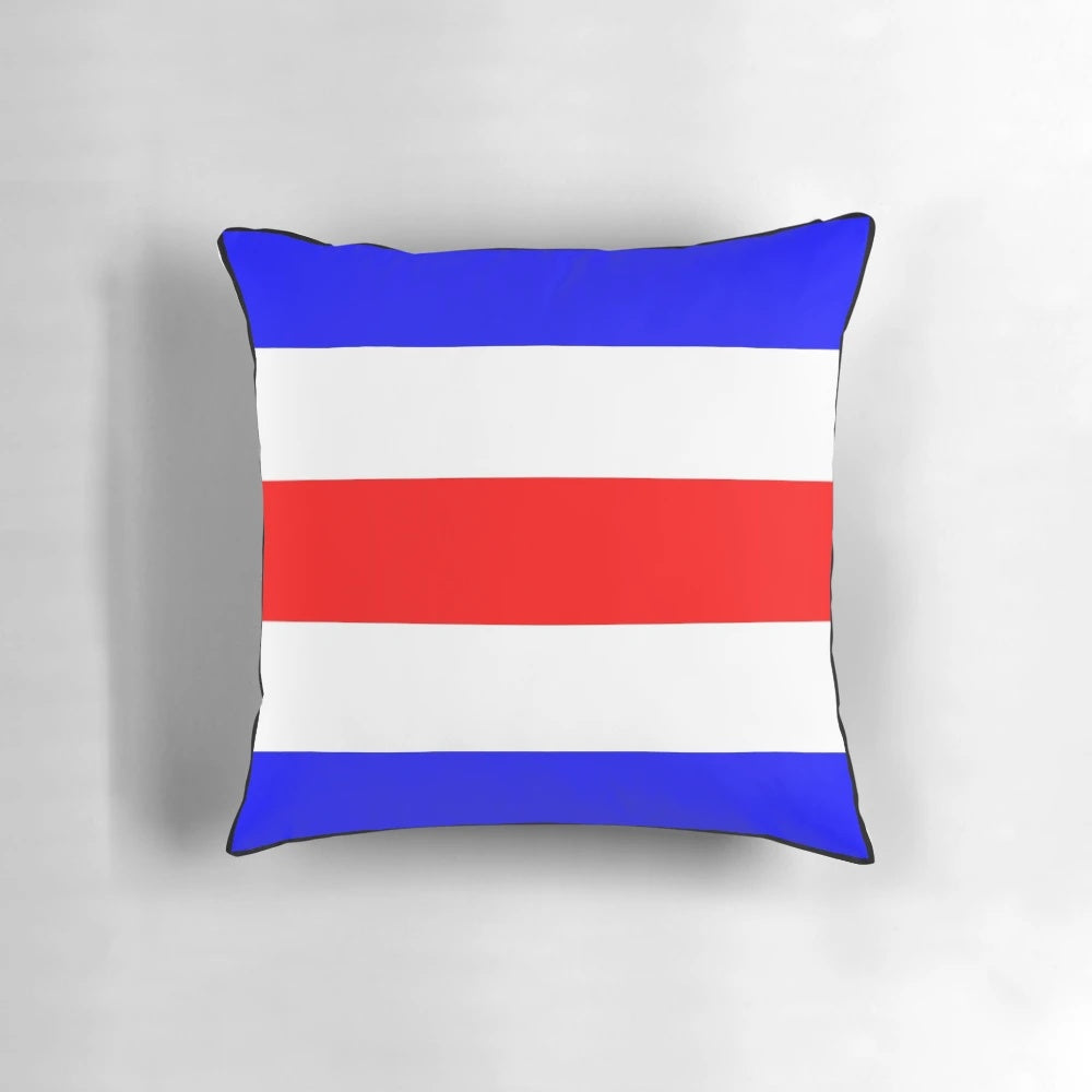 International maritime signal flag pillow with nautical alphabet and symbols